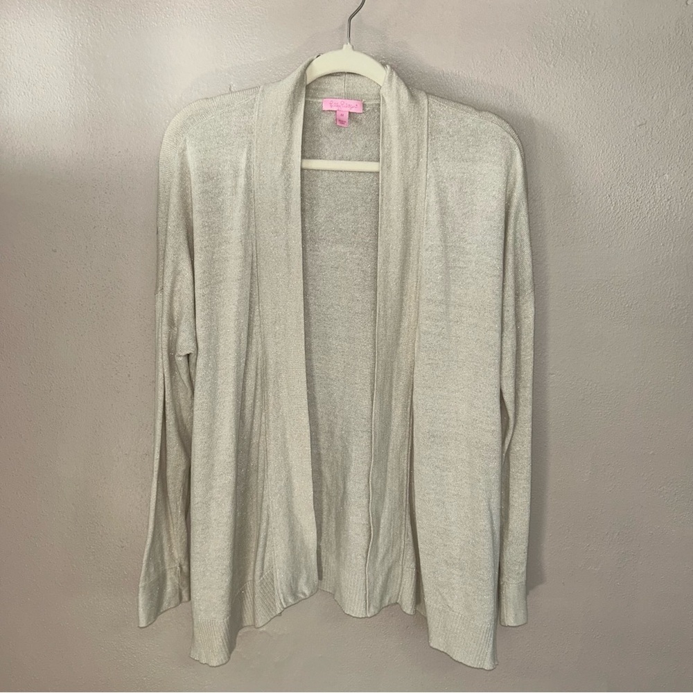 Lilly Pulitzer Cream Open-Front gold Cardigan